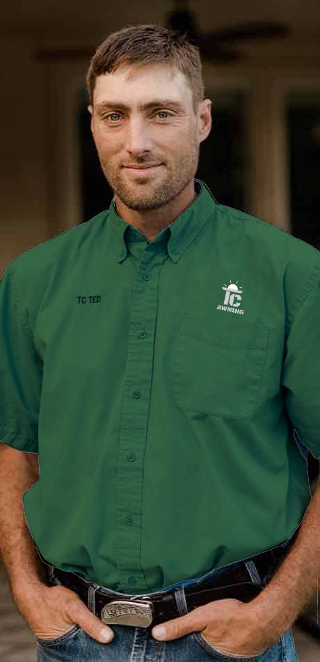 Ted of TC awning, wearing a green shirt.