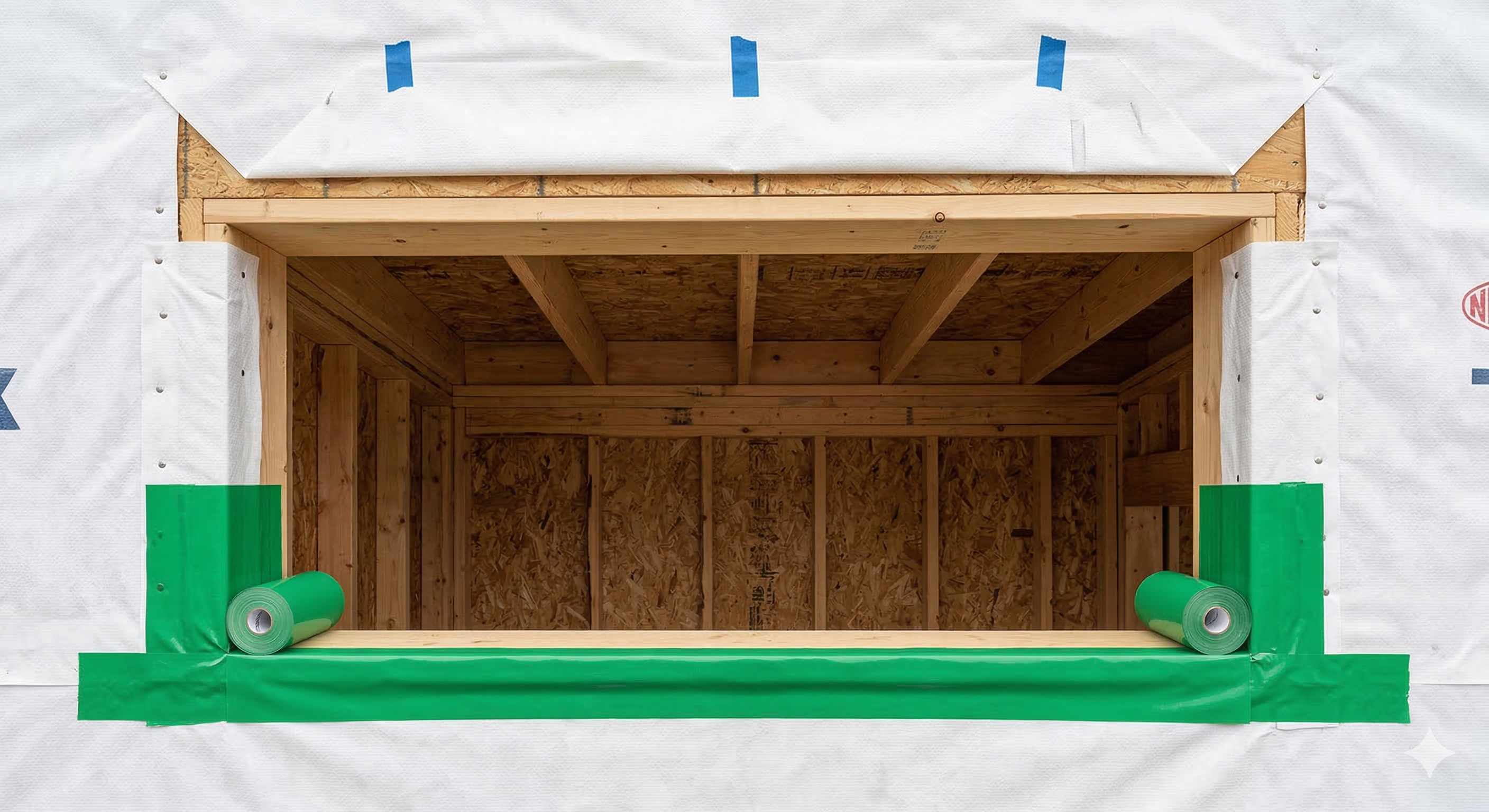 Proper house wrap and flashing tape installation around a window rough opening