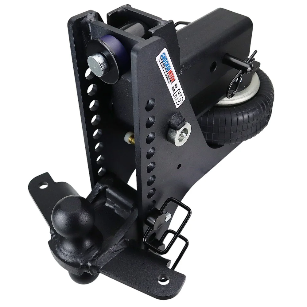 Shocker HD Max Black Super Drop Air Hitch & Black Combo Ball Mount Shocker & Sway Bar Tabs — Shocker bumper-pull receiver hitch (SKU SH-HDMB620-200-12BLK-SC)