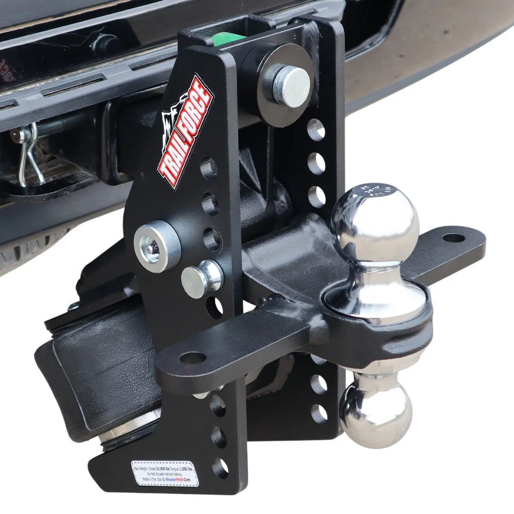Shocker Trail Force Air Hitch & Chrome Combo Ball Mount & Sway Bar Tabs — Shocker bumper-pull receiver hitch (SKU SH-TF620-200C-SC)