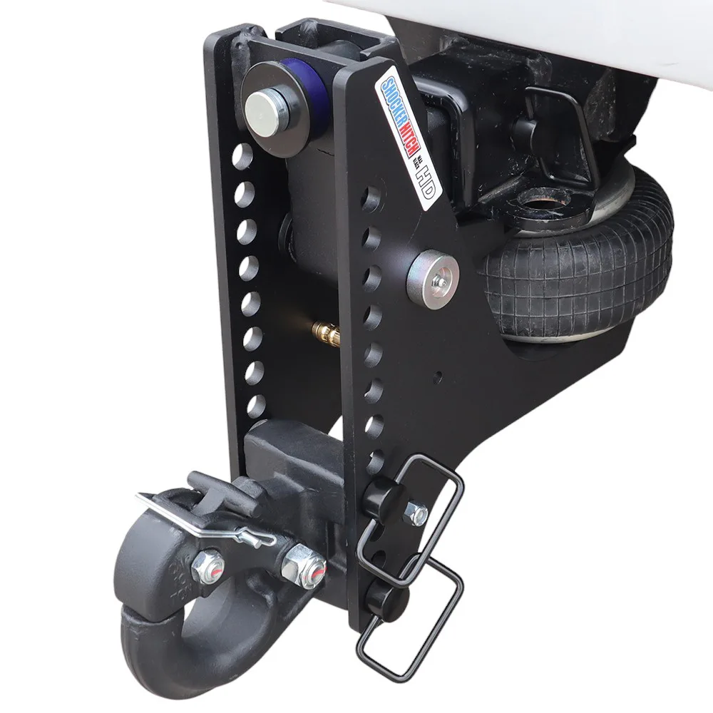 Shocker HD Max Black Super Drop Air Hitch & Channel Style Pintle Hook