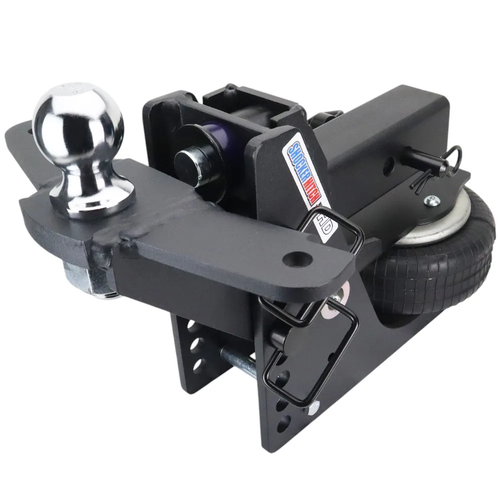 Shocker HD Max Black Air Hitch & Raised Ball Mount w/ 2" Ball & Sway Bar Tabs
