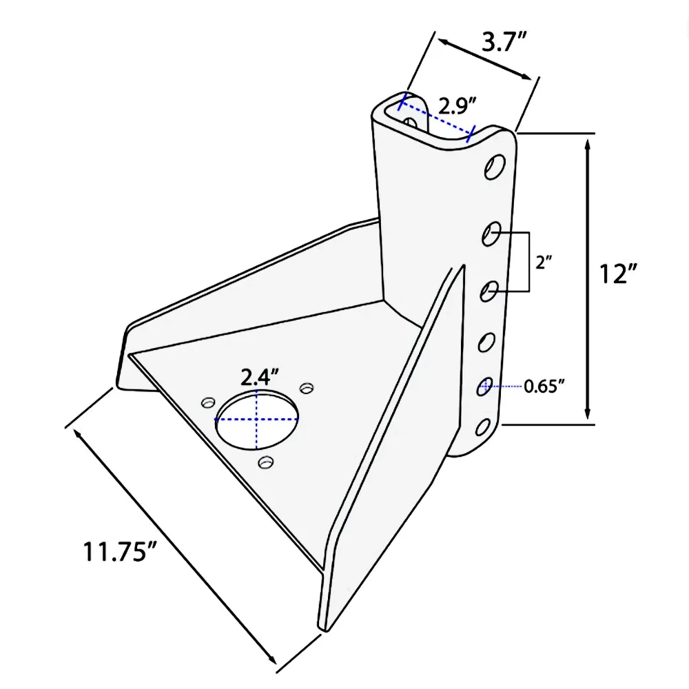 Bolt on Trailer Tonque Vertical Channel Adaptor for Aluminum Trailer A-Frames - Has 6 Bolt Holes