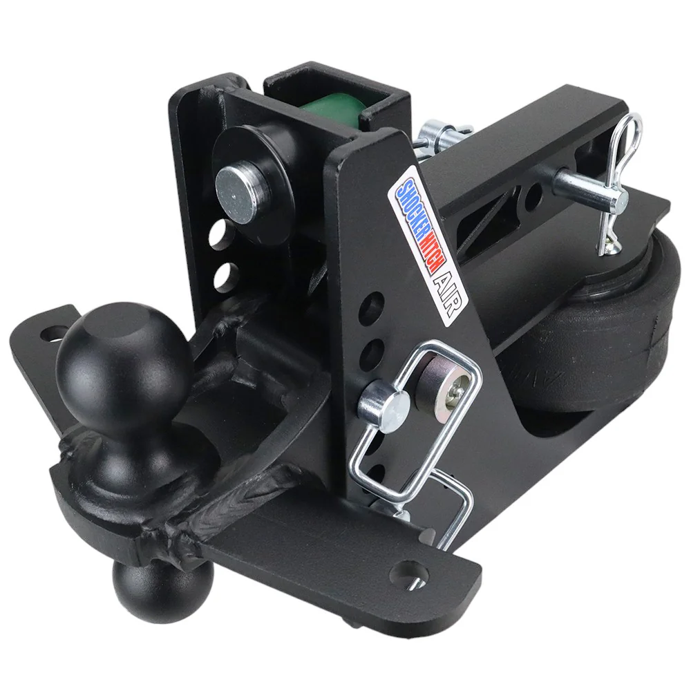 Shocker Max Black Air Hitch & Black Combo Ball Mount & Sway Bar Tabs — Shocker bumper-pull receiver hitch (SKU SH-MB620-200BLK-SC)