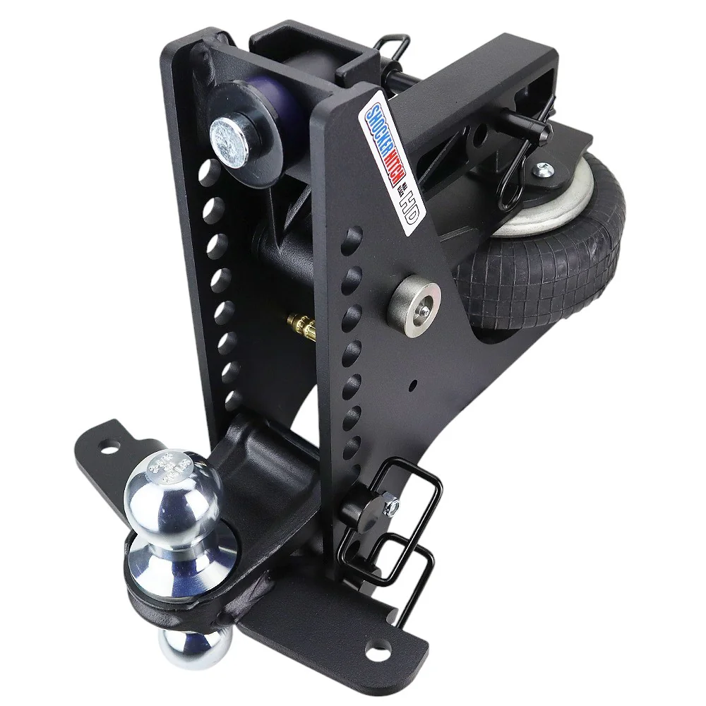 Shocker HD Max Black Super Drop Air Hitch & Chrome Combo Ball Mount Shocker & Sway Bar Tabs — Shocker bumper-pull receiver hitch (SKU SH-HDMB620-200-12C-SC)