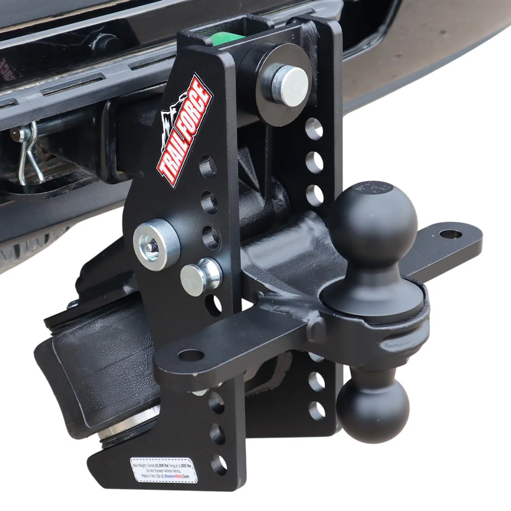 Shocker Trail Force Air Hitch & Black Combo Ball Mount & Sway Bar Tabs — Shocker bumper-pull receiver hitch (SKU SH-TF620-200BLK-SC)