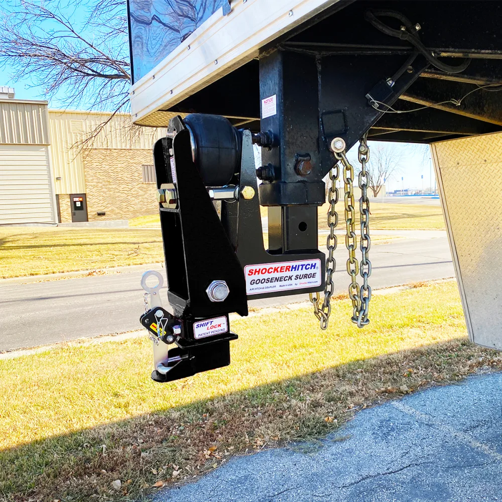 Shocker 9" Offset Gooseneck Surge Air Hitch & Shift Lock Coupler for 2-5/16" Ball
