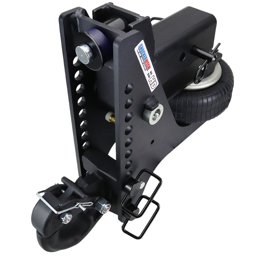 Shocker HD Max Black Super Drop Air Hitch & Channel Style Pintle Hook