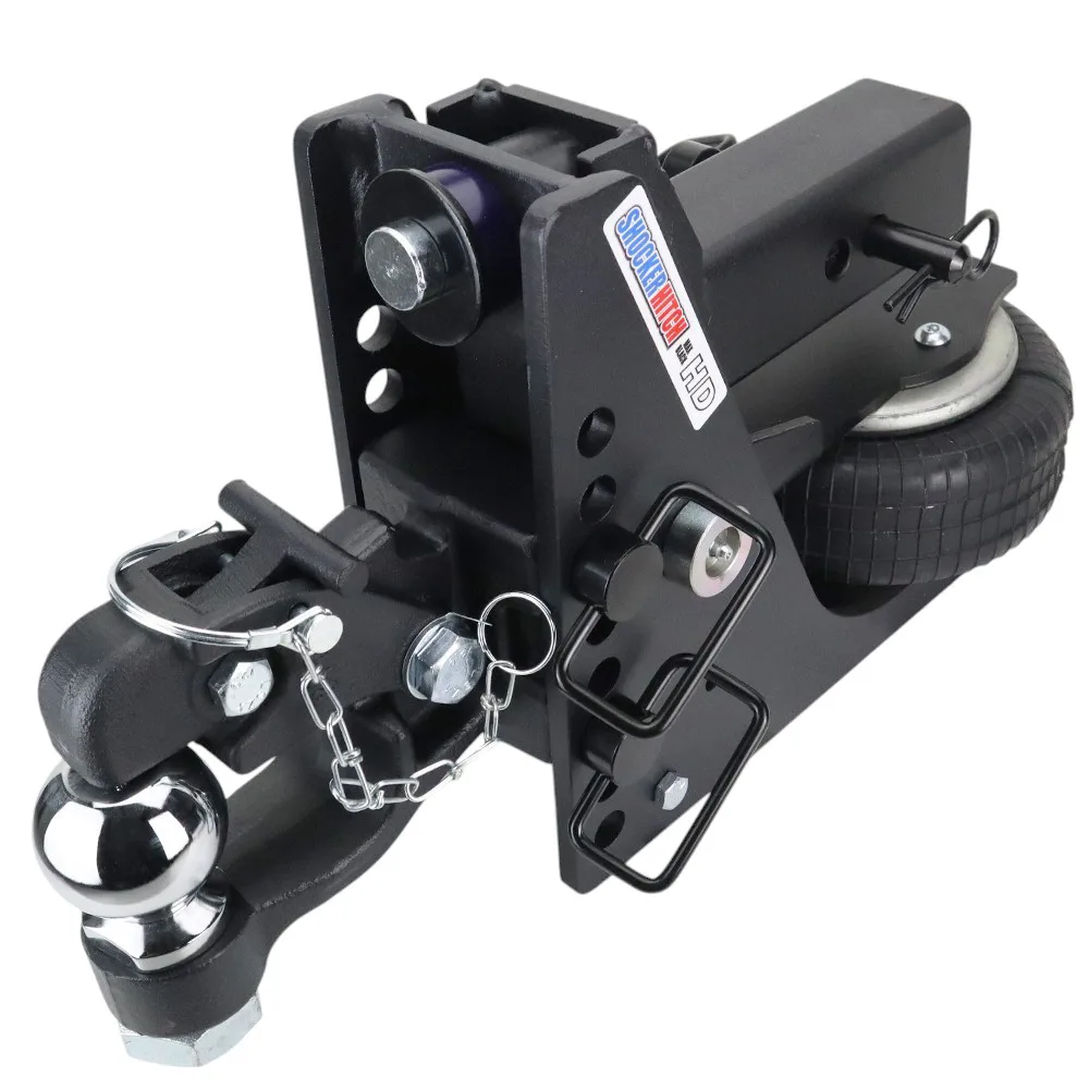 Shocker Max Black HD Air Channel Style Pintle & Ball Hitch