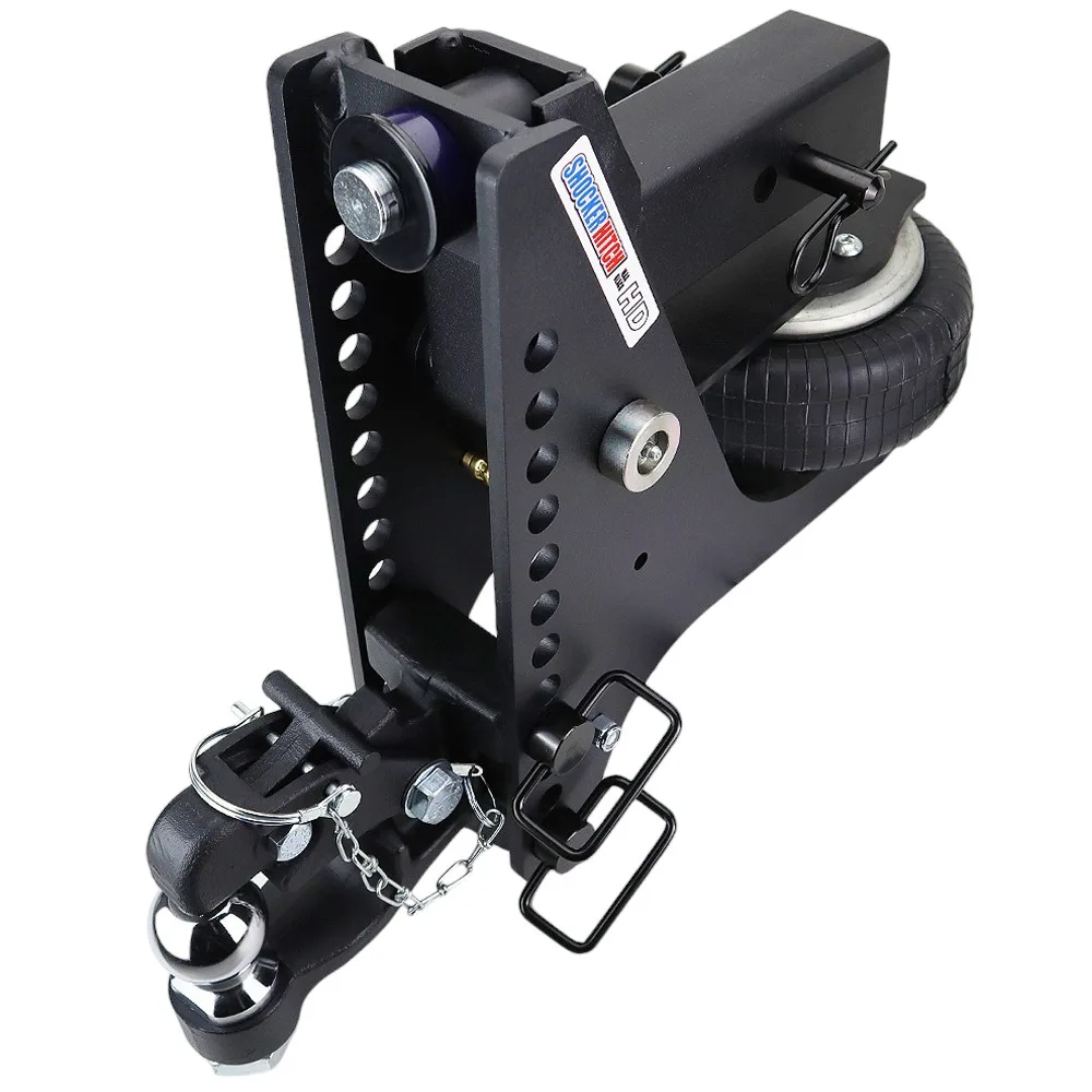 Shocker HD Max Black Super Drop Air Channel Style Pintle & Ball Hitch