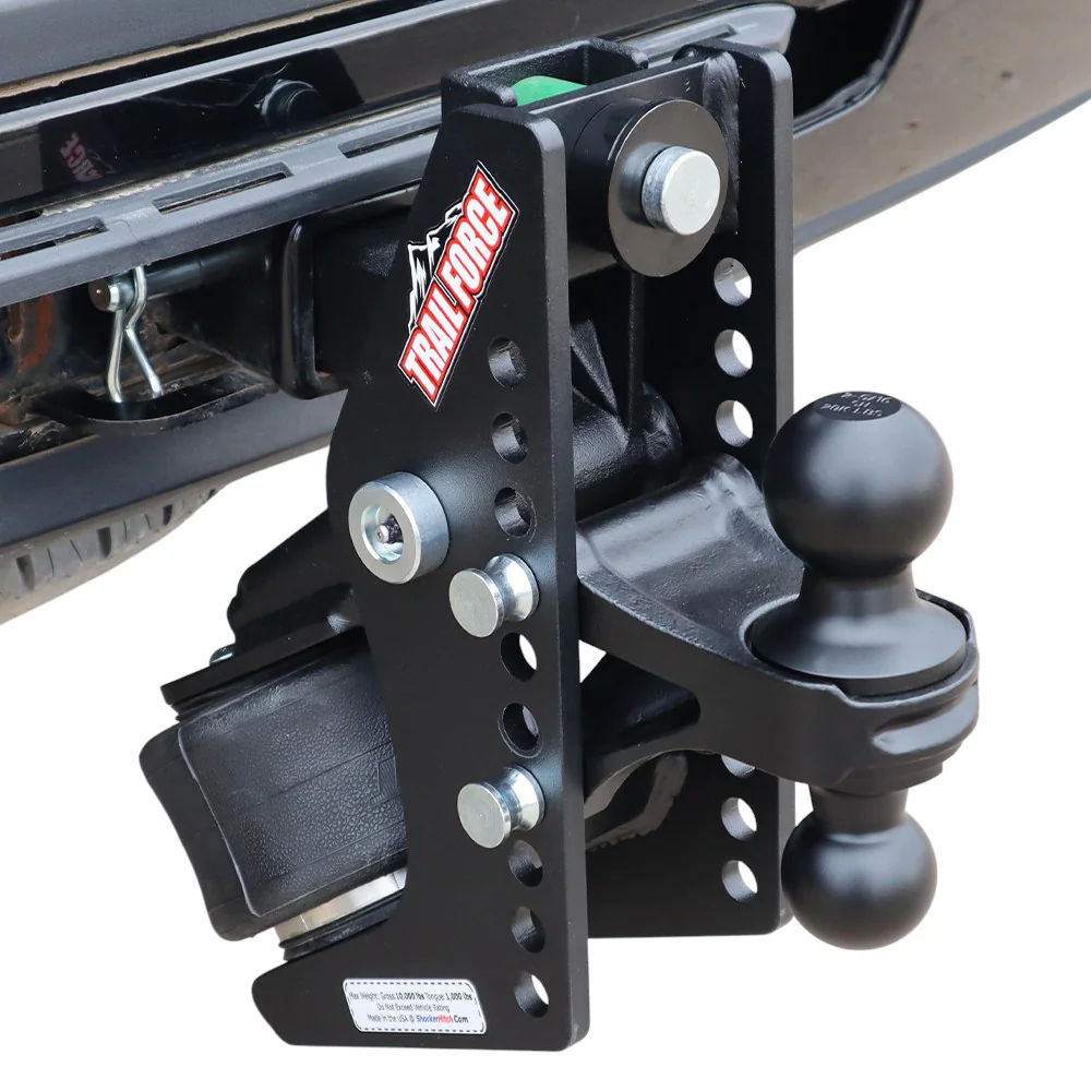 Shocker Trail Force Air Hitch & Black Combo Ball Mount — Shocker bumper-pull receiver hitch (SKU SH-TF620-200BLK)