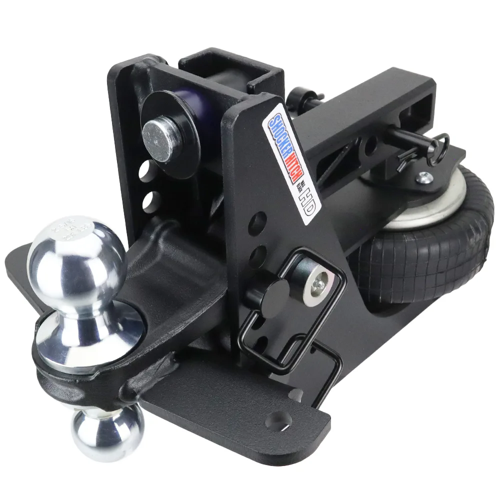 Shocker HD Max Black Air Hitch & Chrome Combo Ball Mount & Sway Bar Tabs