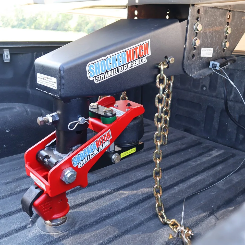 Shocker Quick Air 5th Wheel to Gooseneck Air Hitch & Demco Coupler Conversion Kit - Fits the Lippert 1621, 0719, Rhino Box