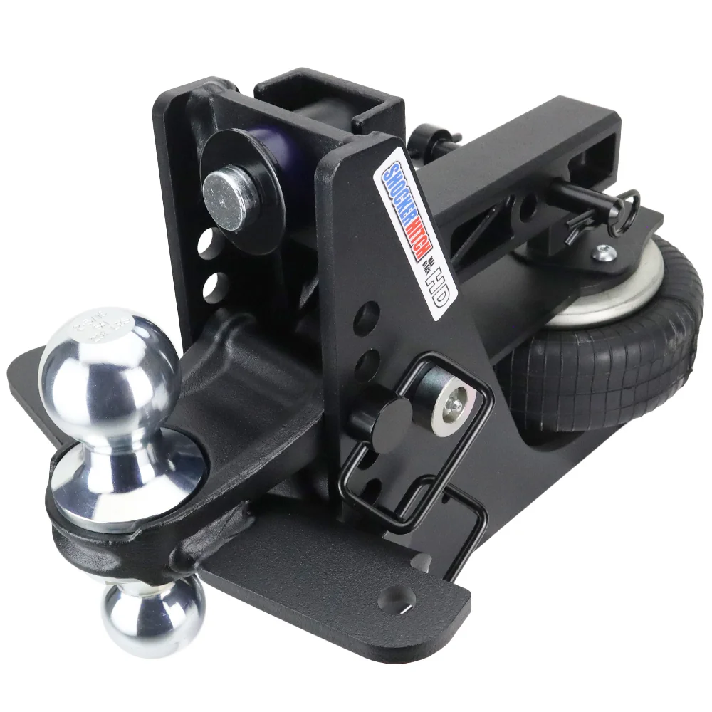 Shocker HD Max Black Air Hitch & Chrome Combo Ball Mount & Sway Bar Tabs — Shocker bumper-pull receiver hitch (SKU SH-HDMB620-200C-SC)