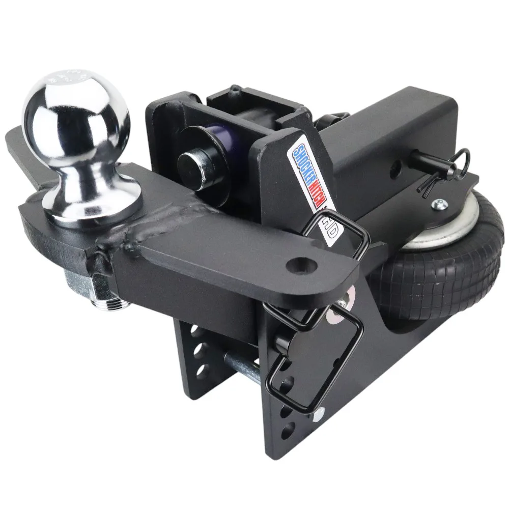 Shocker HD Max Black Air Hitch & Raised Ball Mount w/ 2-5/16" Ball & Sway Bar Tabs
