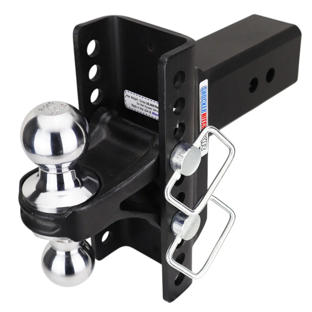 Shocker XR Channel Drop Hitch - Chrome Combo Balls - Fits 3" Receiver - 10 Hole Frame