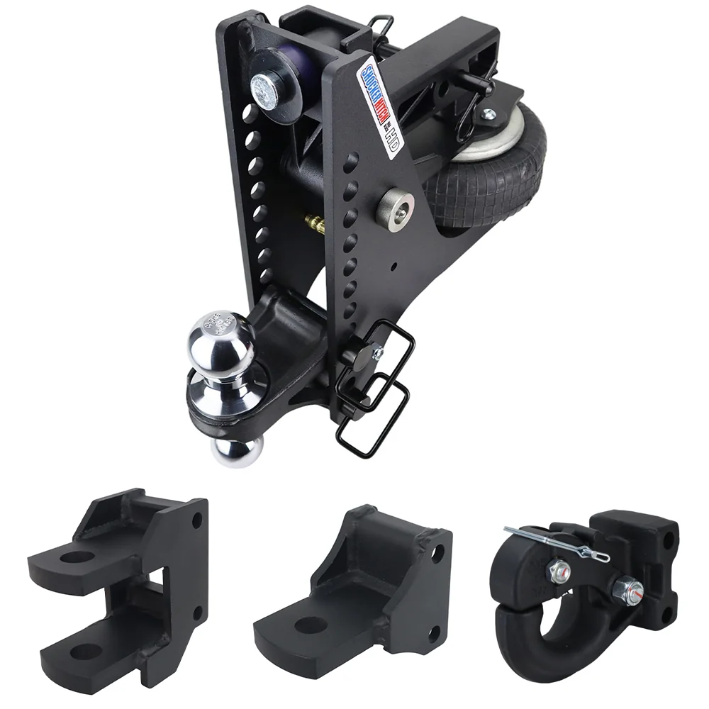 HD Super Drop Air Hitch Farm Mount Tow Kit: Pintle, Clevis, Drawbar & Chrome Combo Ball - 2" Receiver