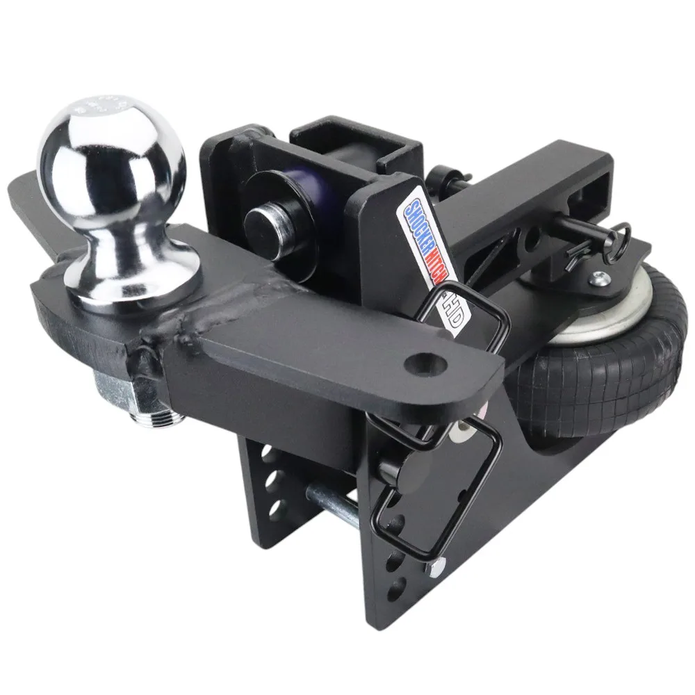 Shocker HD Max Black Air Hitch & Raised Ball Mount w/ 2-5/16" Ball & Sway Bar Tabs