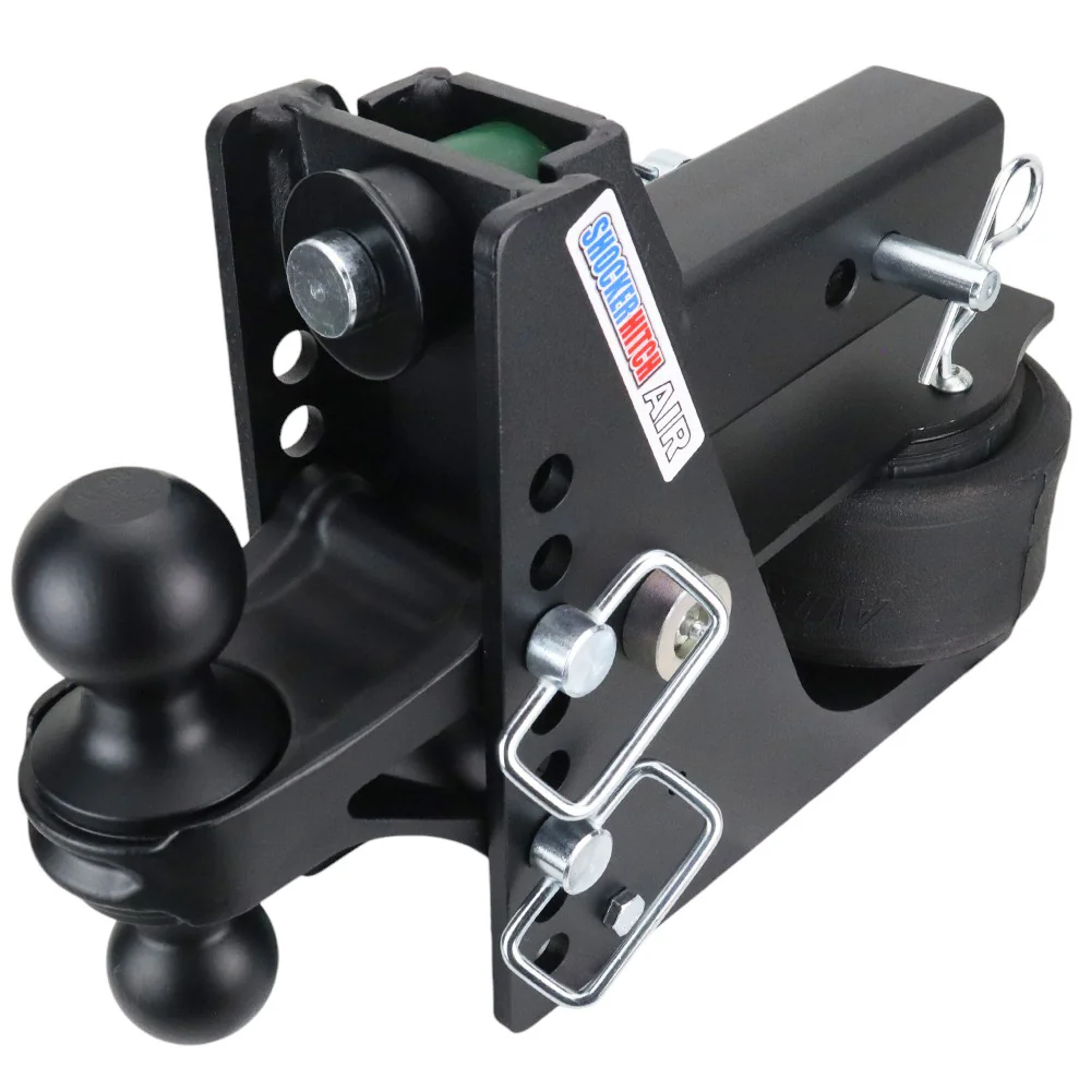 Shocker Max Black Air Hitch & Black Combo Ball Mount — Shocker bumper-pull receiver hitch (SKU SH-MB620-250BLK)
