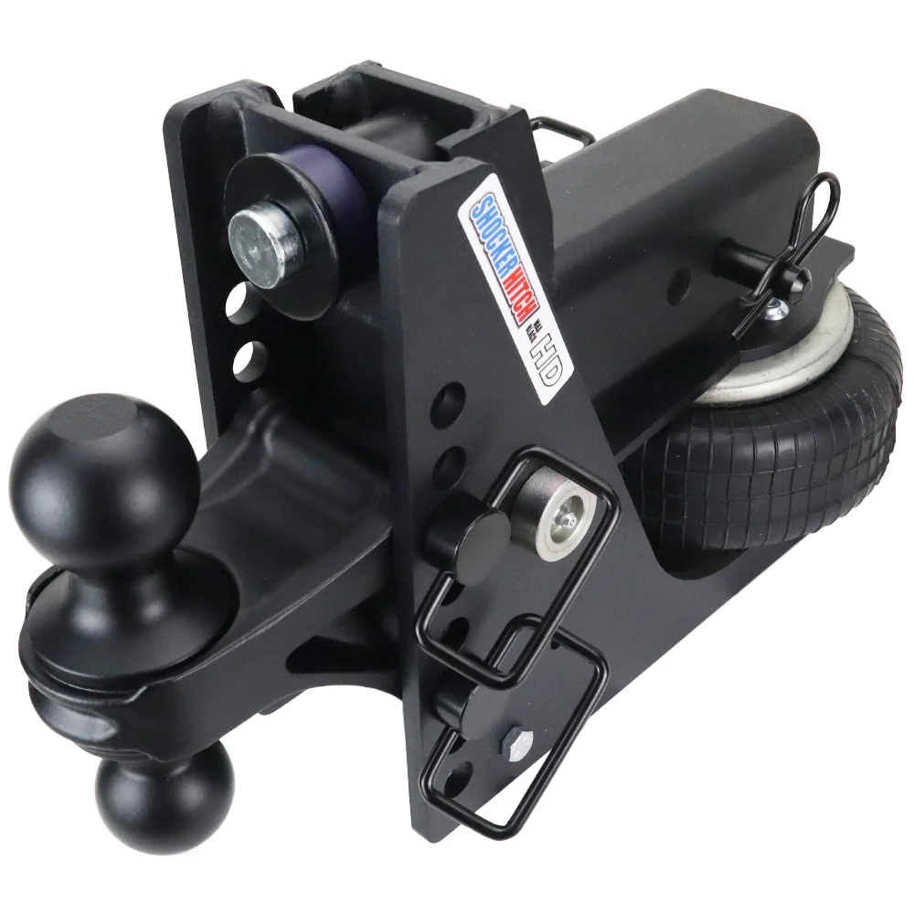 Shocker HD Max Black Air Hitch & Black Combo Ball Mount — Shocker bumper-pull receiver hitch (SKU SH-HDMB620-300BLK)