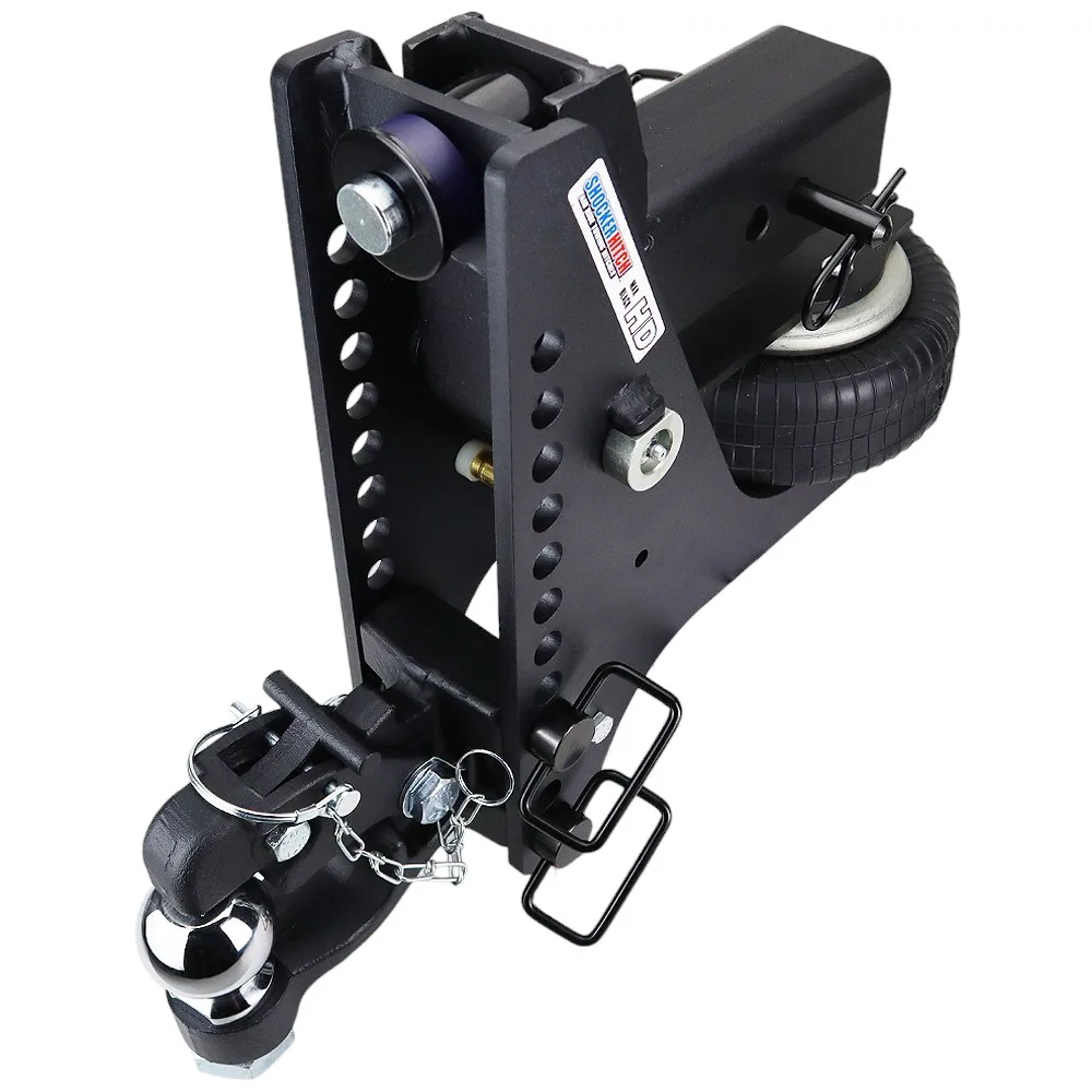 Shocker HD Max Black Super Drop Air Channel Style Pintle & Ball Hitch