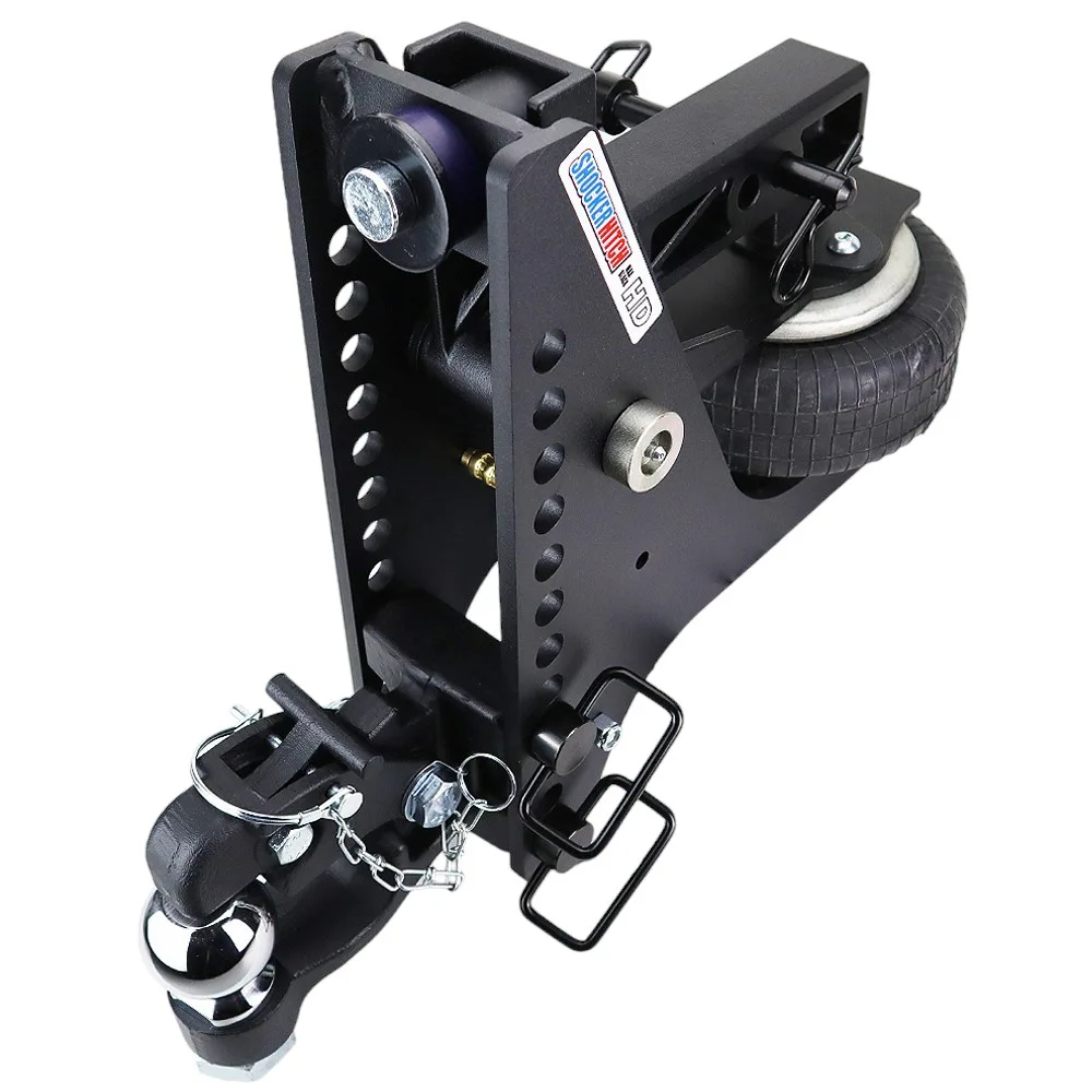 Shocker HD Max Black Super Drop Air Channel Style Pintle & Ball Hitch