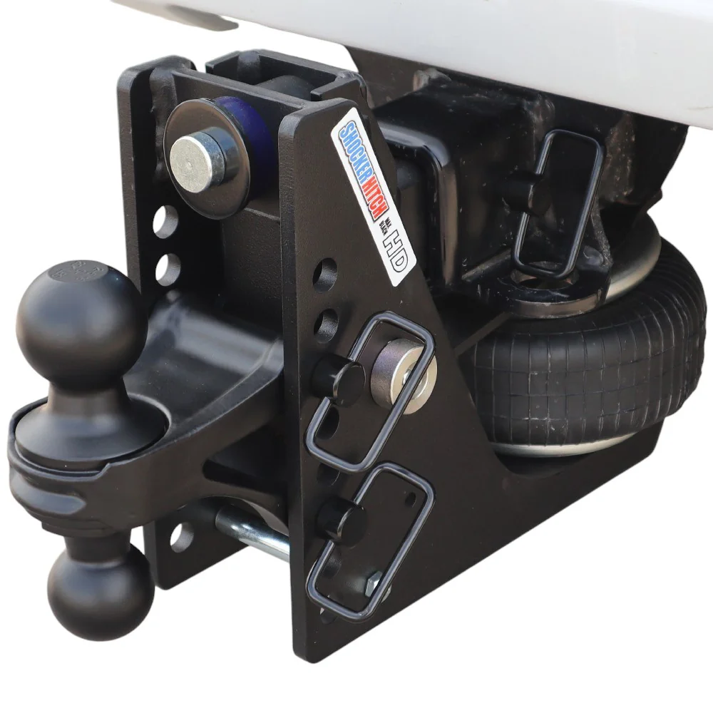 Shocker HD Max Black Air Hitch & Black Combo Ball Mount — Shocker bumper-pull receiver hitch (SKU SH-HDMB620-250BLK)
