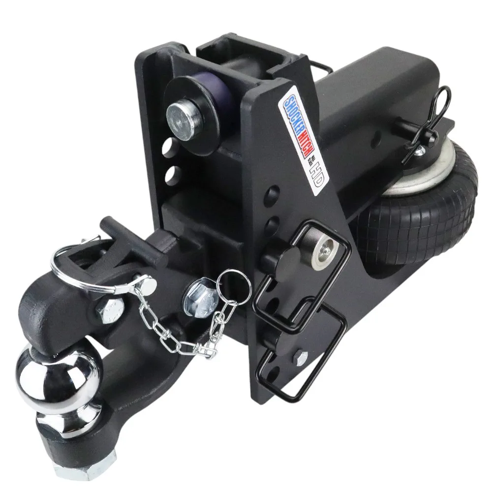 Shocker Max Black HD Air Channel Style Pintle & Ball Hitch