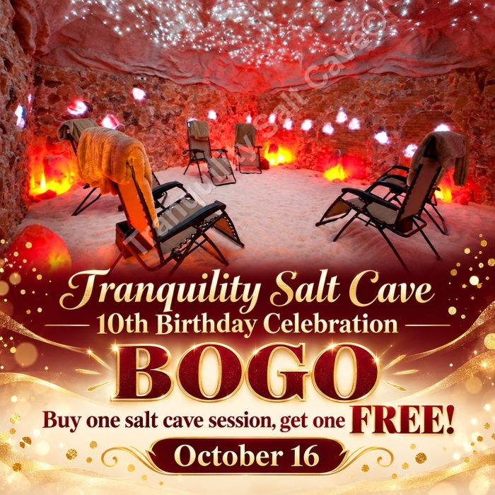 Tranquility Salt Cave 10th anniversary invitation