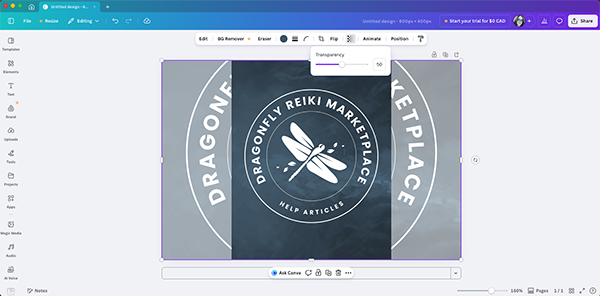Transparency reduced with white background