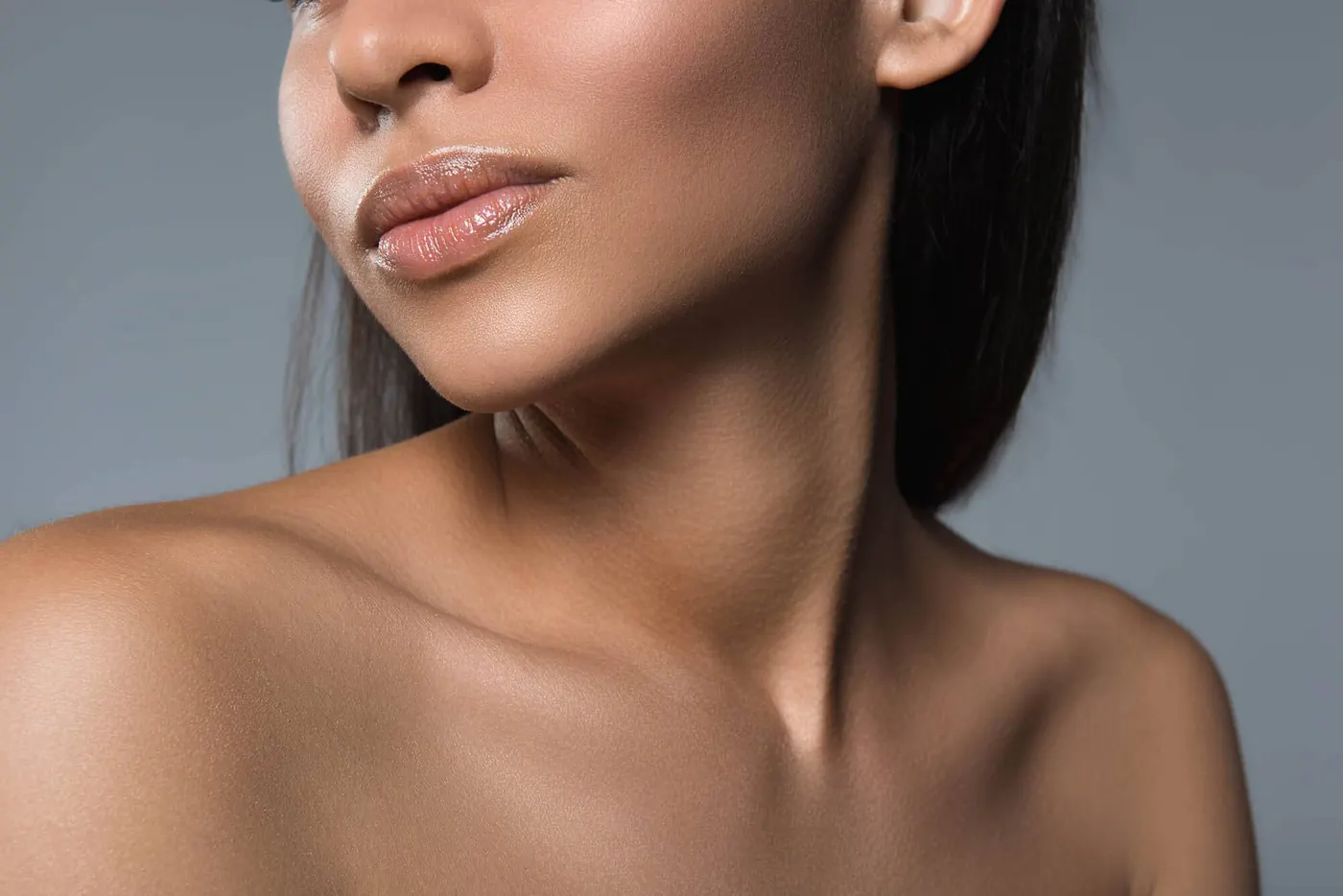 Woman with clear, glowing skin