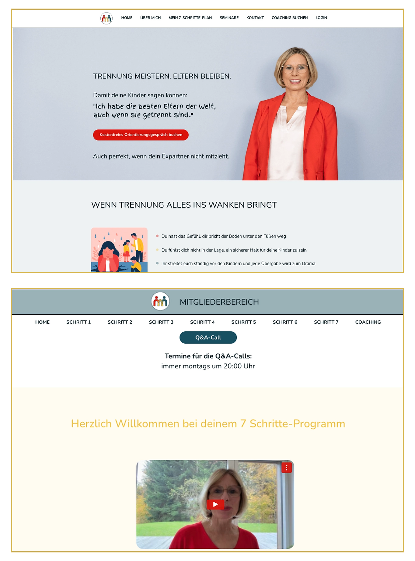 Homepage und Lernbereich von Diana Heer