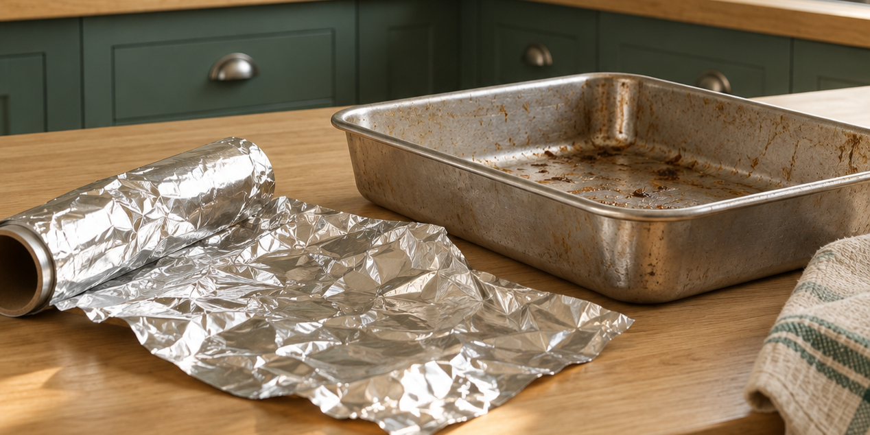 Aluminium foil and a baking pan