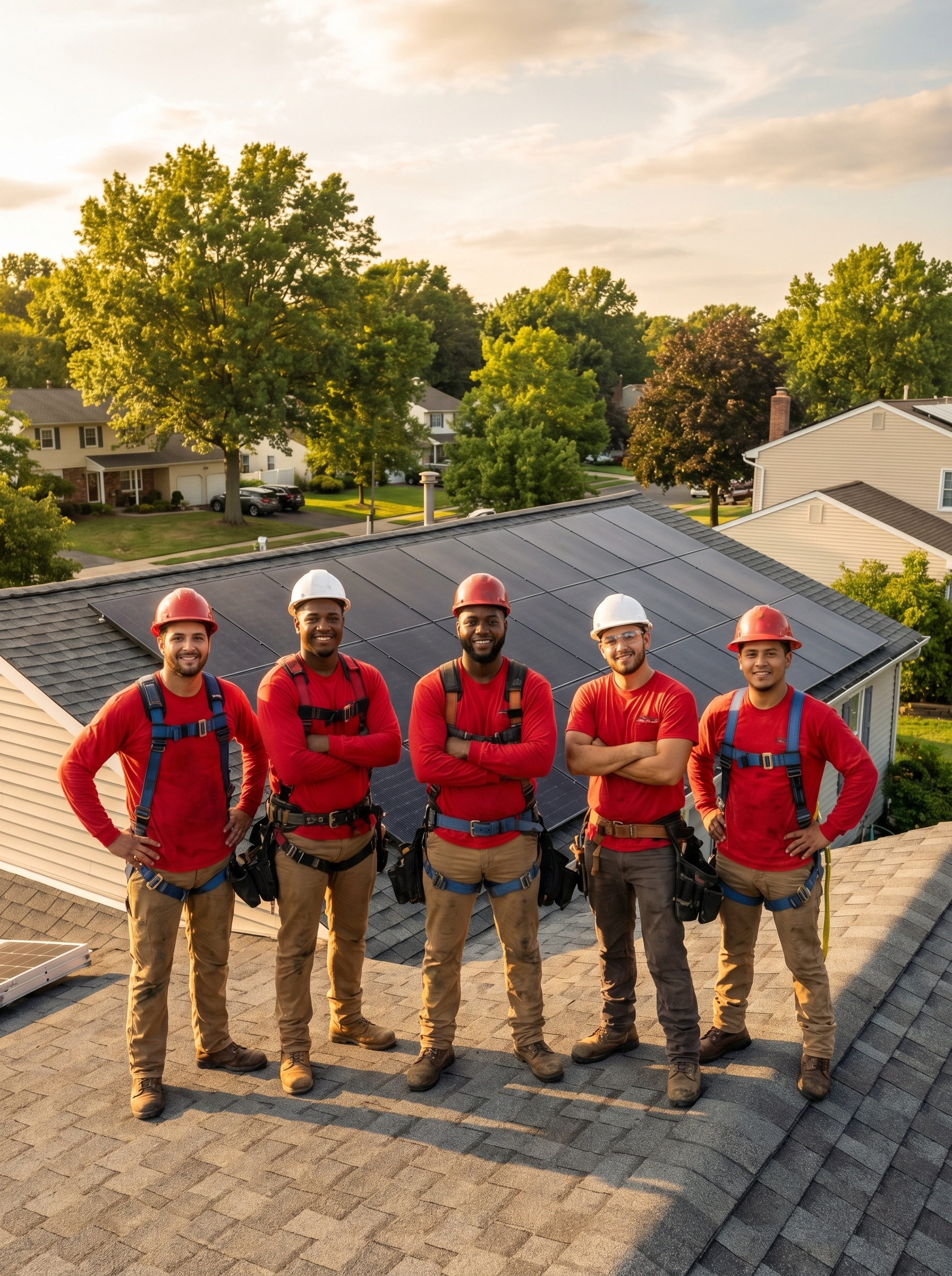Pure Home Renewables team on a roofing project