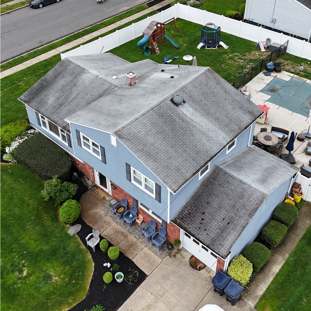 Before — damaged roof