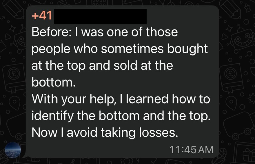 Private client testimonial about identifying
market tops and bottoms