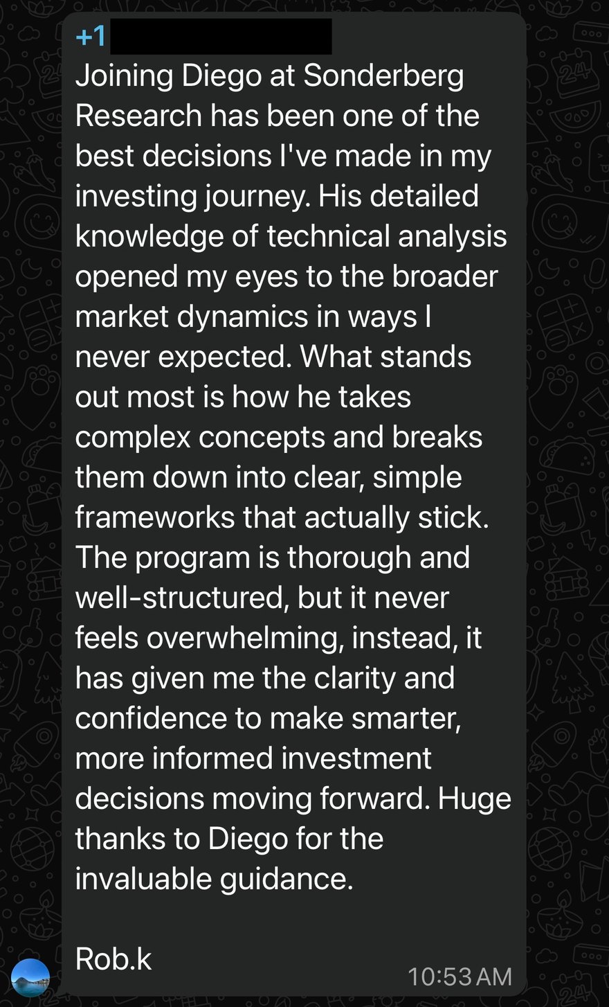 Rob K. testimonial about Sonderberg
Research