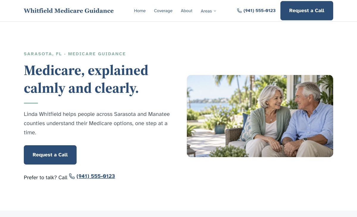 Whitfield Medicare Guidance demo site homepage hero