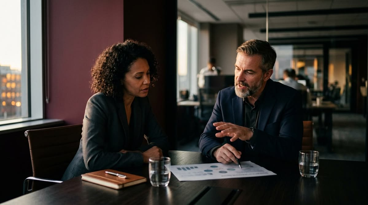 a couple in their early thirties sitting at a kitchen table with a laptop a couple in their early thirties sitting at a kitchen table with a laptop