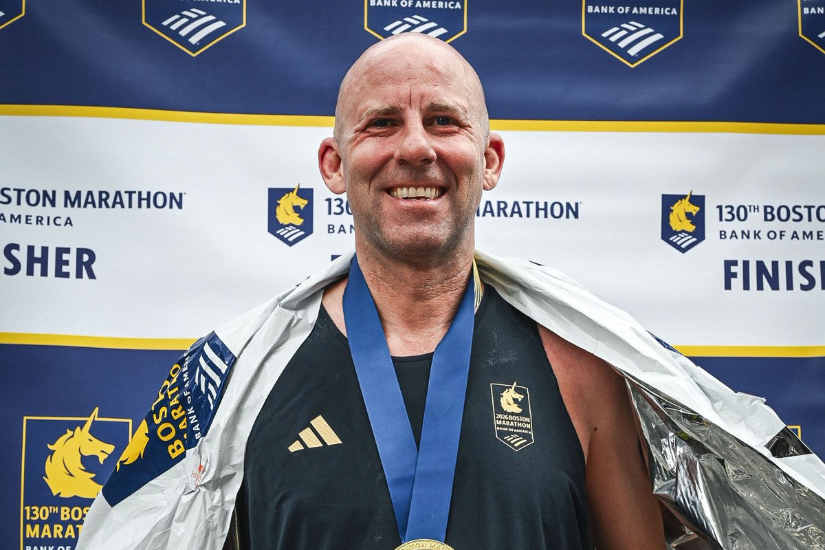Runner at the Boston Marathon finish line