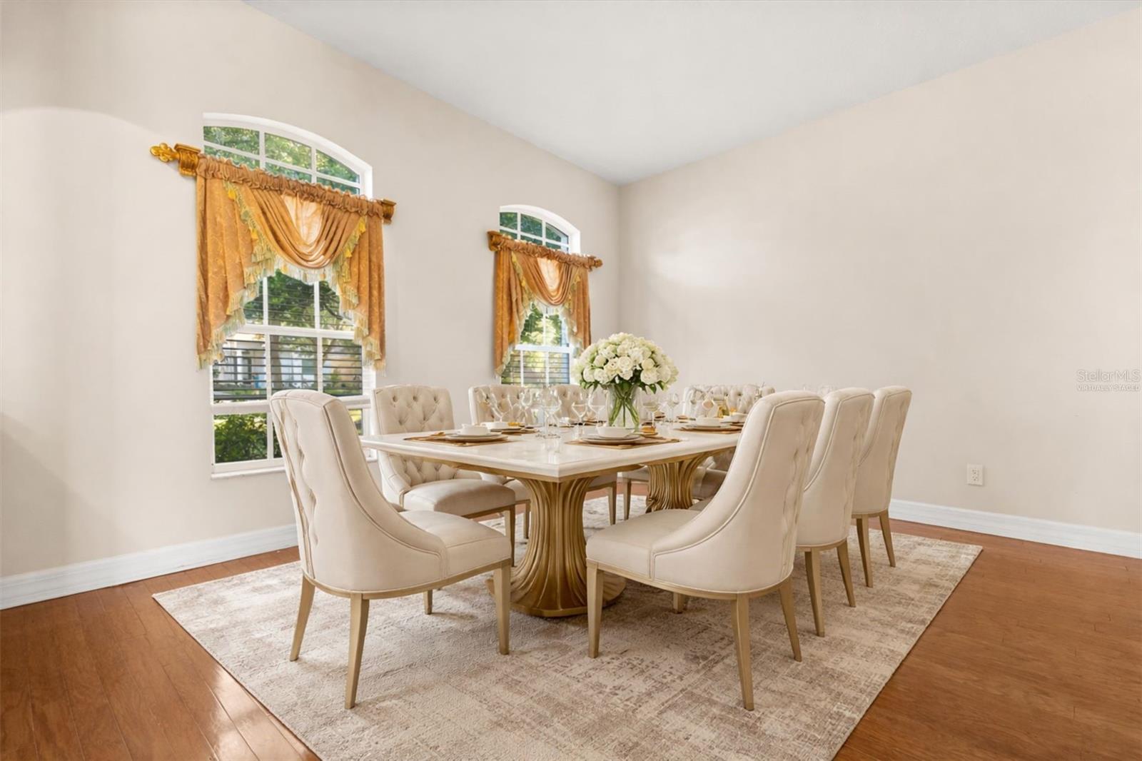 Dining area at 19027 Dove Creek Drive. Virtually staged.