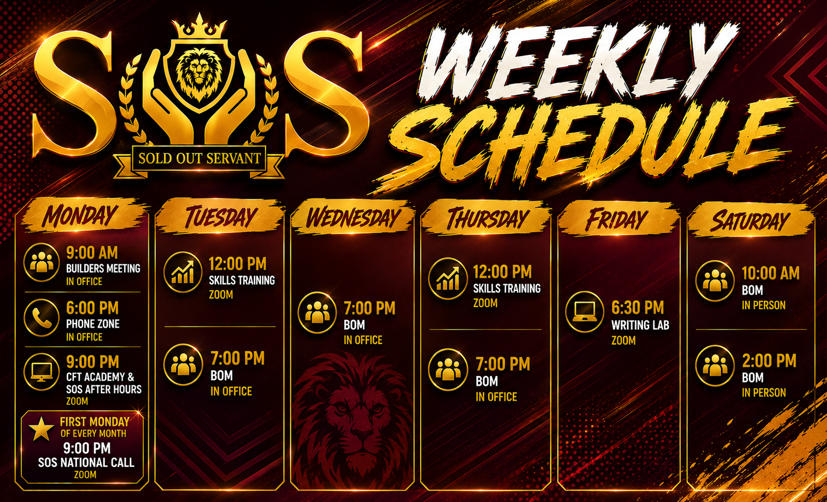 Weekly Schedule flyer
