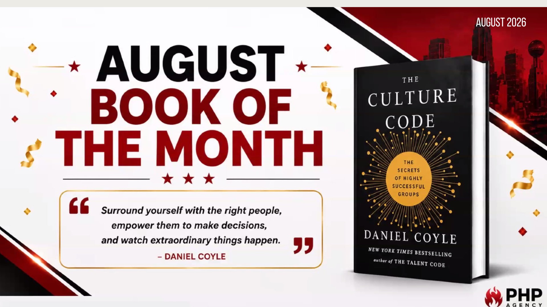 August Book of the Month — The Culture Code flyer