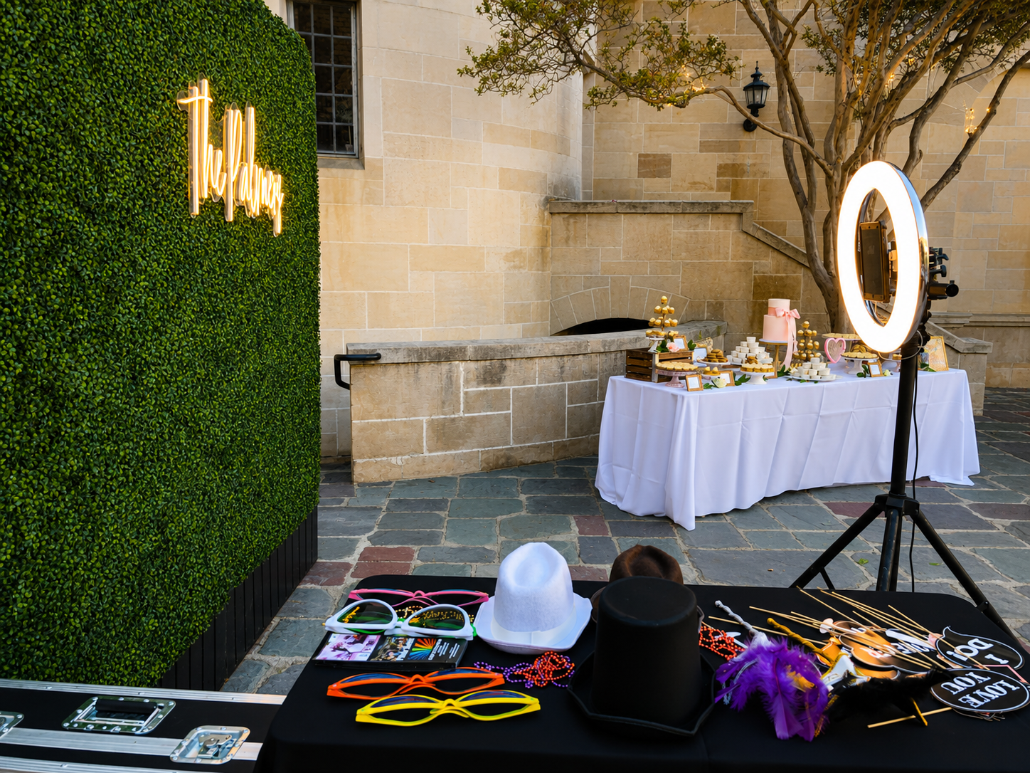 Guests using the Open-Air Photo Booth at an event