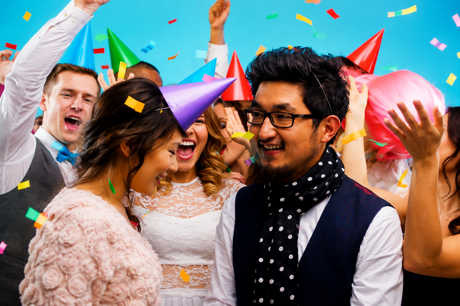 Guests using the 360 Video Booth at a wedding