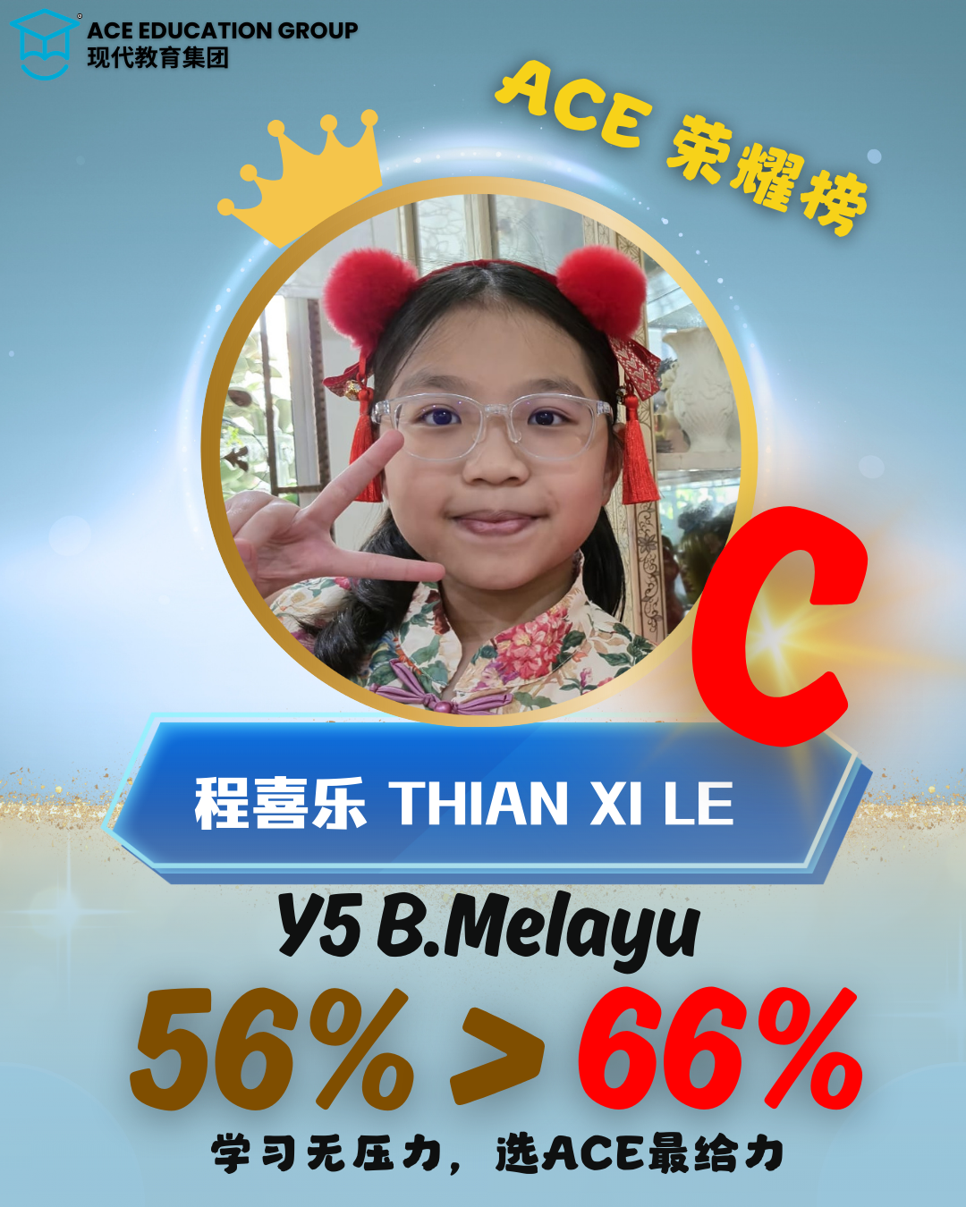 程喜乐 Thian Xi Le - Y5 B.Melayu 56% → 66%