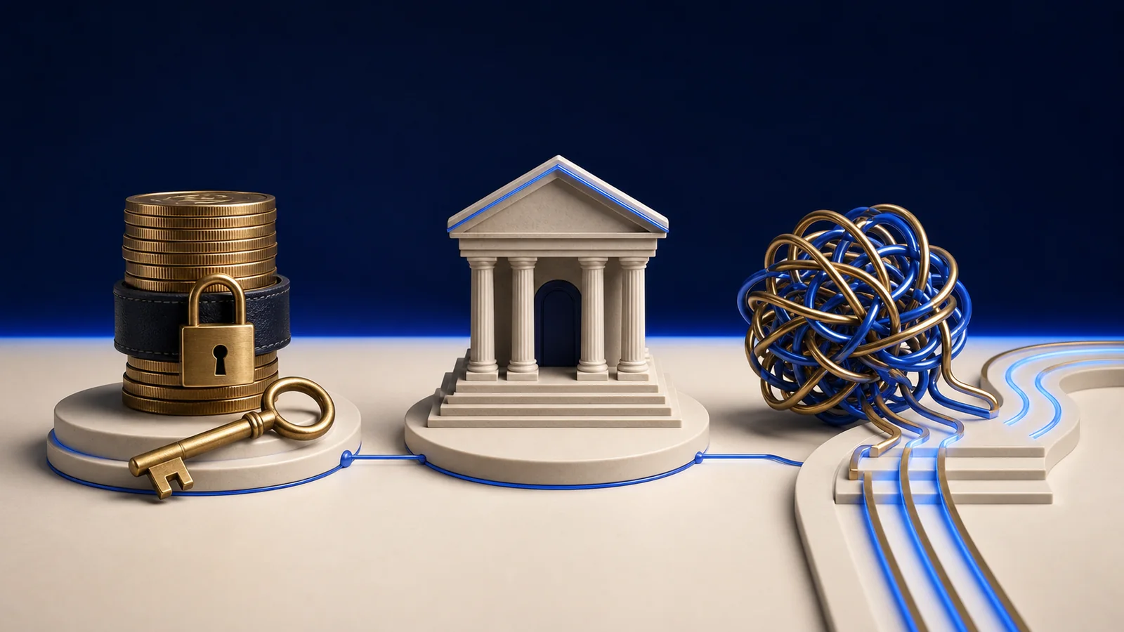 Representación visual del capital, la banca y la complejidad