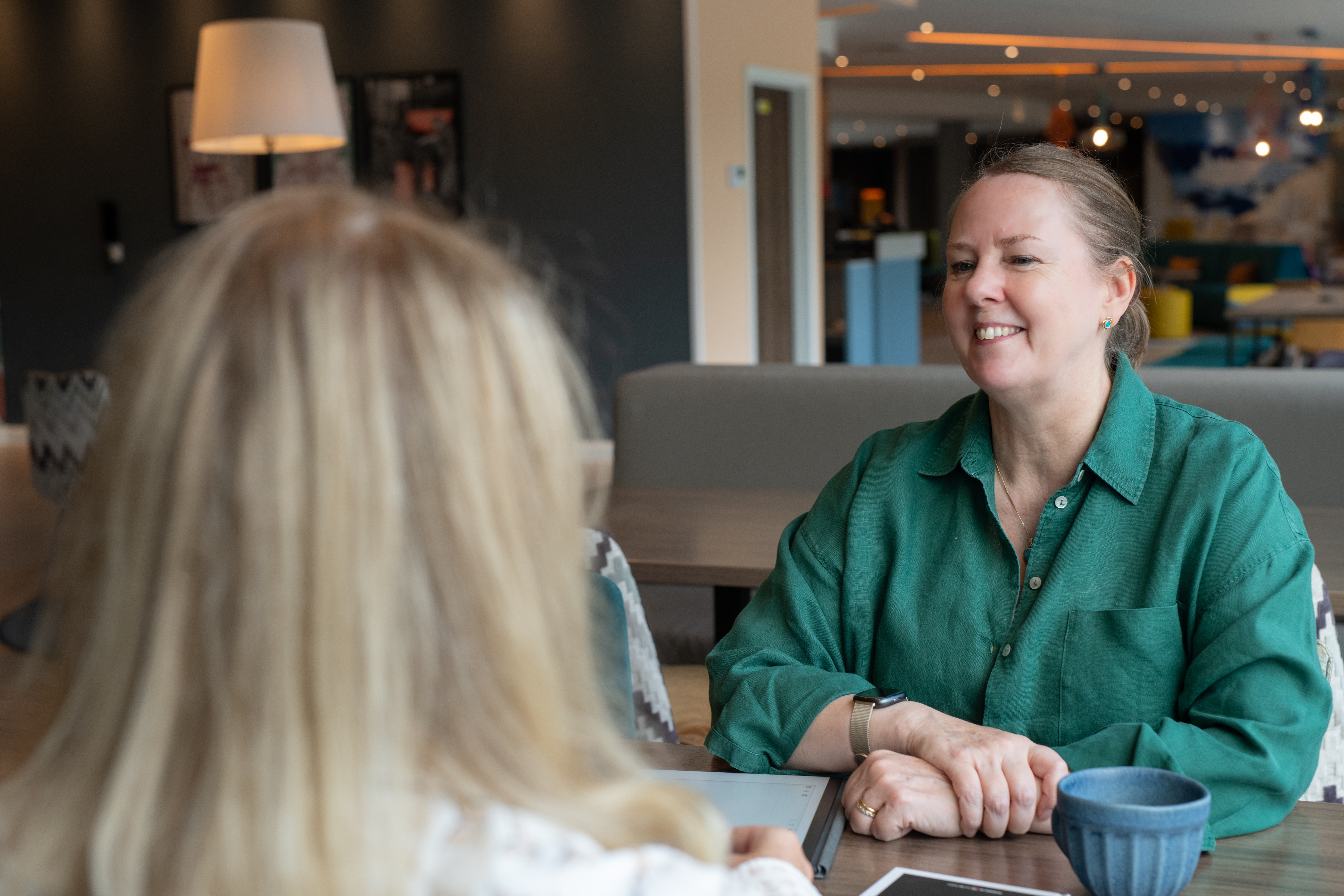 Karen interviewing a candidate
