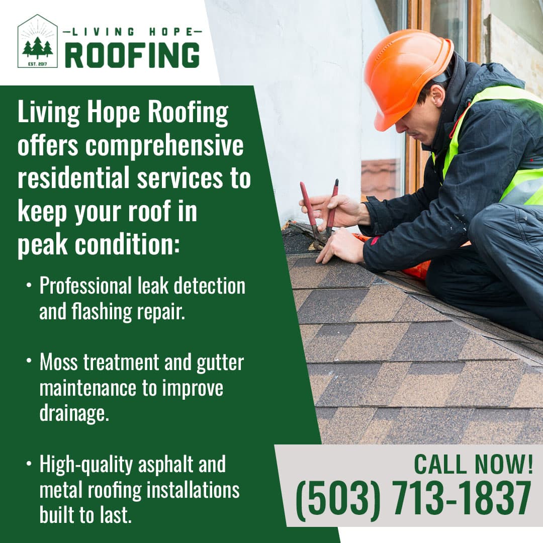Roofing contractor repairing shingles and flashing on a residential roof. Roofing contractor repairing shingles and flashing on a residential roof.