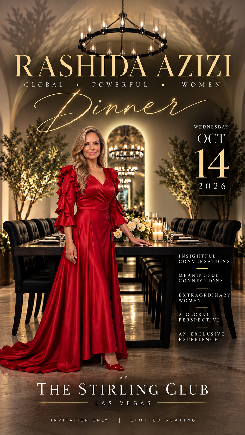 Rashida Azizi Global Powerful Women Dinner, Wednesday October 14 at The Stirling Club